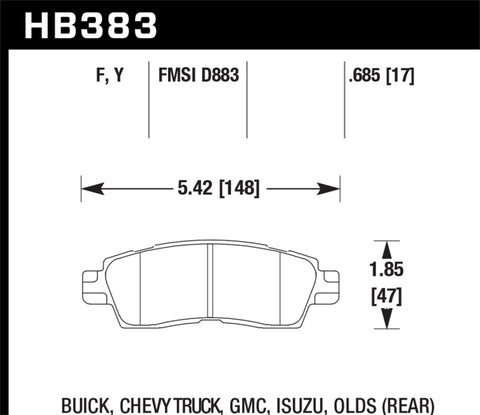 Hawk Buick / Chevy Truck / GMC / Isuzu / Olds / HPS Street Rear Brake Pads - HB383F.685