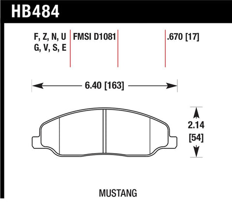 Hawk 05-10 Ford Mustang GT & V6 / 07-08 Shelby GT Performance Ceramic Street Front Brake Pads - HB484Z.670