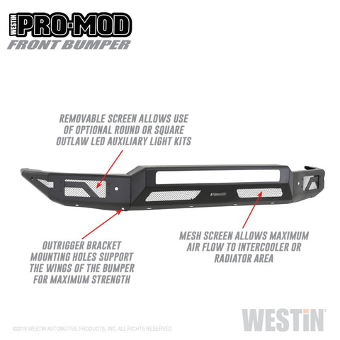 Westin 15-19 Chevrolet Silverado 2500/3500 Pro-Mod Front Bumper - Textured Black - 58-41165