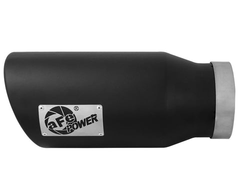 aFe POWER MACH Force-Xp 5in 304 Stainless Steel Exhaust Tip 5In x 7Out x15Lin Bolt-On Right-Blk - 49t50702-b15