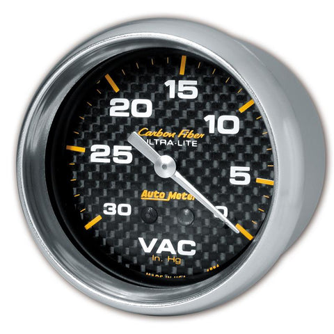 AutoMeter Gauge Vacuum 2-5/8in. 30Inhg Mechanical Carbon Fiber - 4884