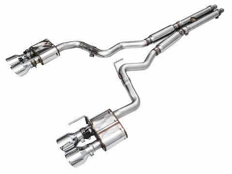 AWE 2024 Ford Mustang Dark Horse S650 RWD SwitchPath Cat-Back Exhaust w/ Quad Chrome Silver Tips - 3025-42375