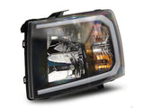 Raxiom 07-13 Chevrolet Silverado 1500 Axial Headlights w/ SEQL LED Bar- Blk Housing (Clear Lens) - S138004