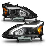 ANZO 13-15 Nissan Altima (w/o Factory HID Bulbs) Projector Headlights - w/ Light Bar Black Housing - 121569