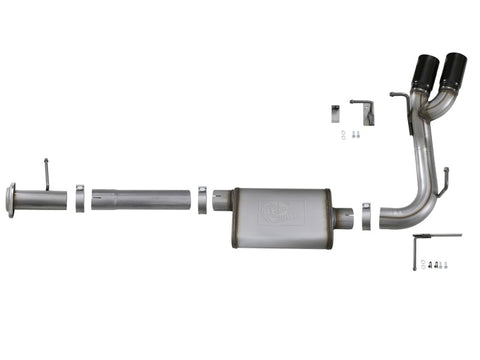 aFe Rebel Series CB 3in Middle Side Exit SS Exht w/ Black Tips 15-17 Chevy Colorado / GMC Canyon - 49-44061-B