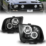 ANZO 2005-2009 Ford Mustang Projector Headlights w/ Halo Black - 121166
