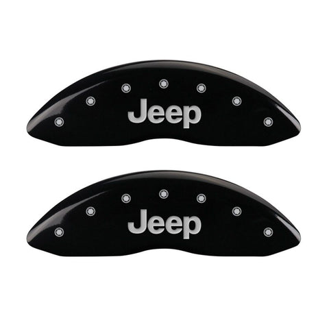 MGP Front set 2 Caliper Covers Engraved Front JEEP Black finish silver ch - 42011FJEPBK