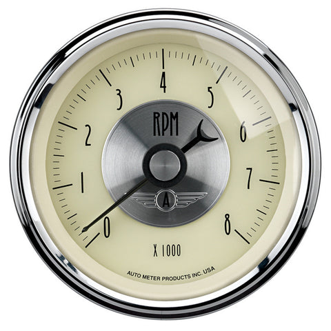 AutoMeter Gauge Tachometer 3-3/8in. 8K RPM In-Dash Prestige Antique. Ivory - 2097
