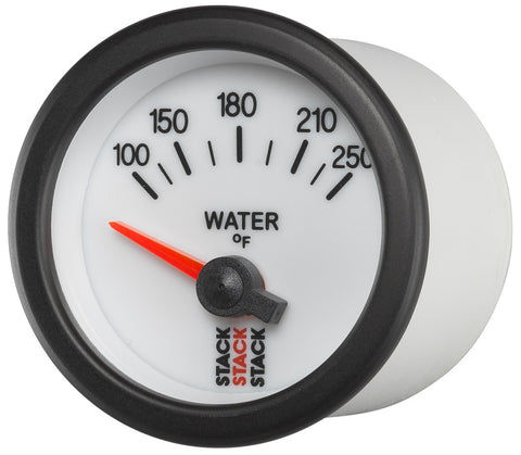 Autometer Stack 52mm 100-250 Deg F 1/8in NPTF Electric Water Temp Gauge - White - ST3258