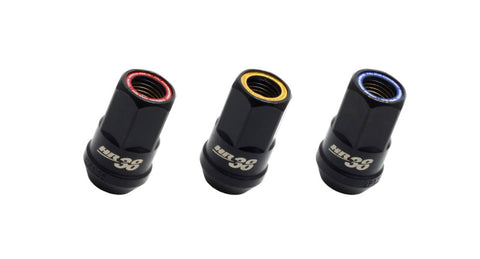 Wheel Mate Muteki HR38 Open End Lug Nuts 12x1.25 Black Chrome / Red Ring - HR3805BR