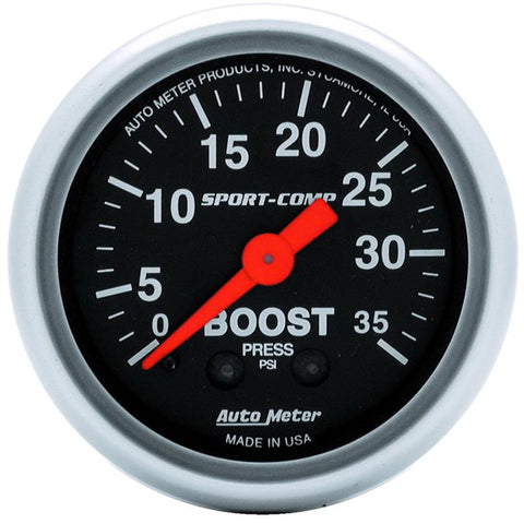 Autometer Sport-Comp 52mm 35 PSI Mechanical Boost Gauge - 3304