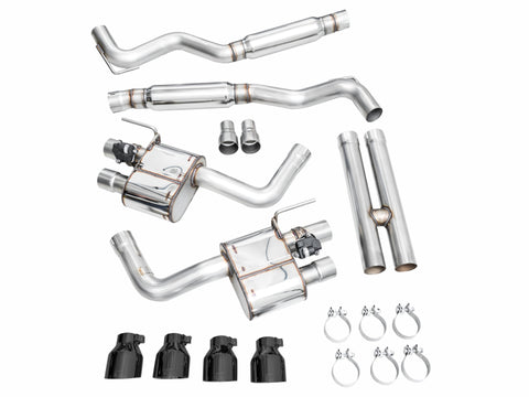 AWE 2024 Ford Mustang GT Fastback S650 RWD SwitchPath Cat-Back Exhaust w/ Quad Diamond Black Tips - 3025-43650