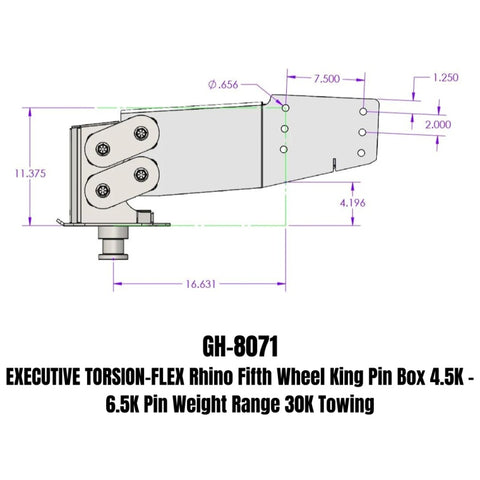 Gen-Y Executive Torsion-Flex 5th Wheel King Pin Box (3.5K-6.5K PW Range 30K Towing) - Fits Rhino - GH-8071