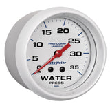 Autometer AutoGage 2-5/8in. / 35 PSI Mechanical Water Press Gauge - Marine White - 200773