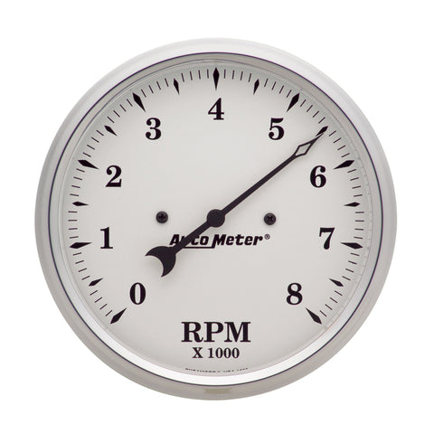 Autometer 5 inch 8000rpm In-Dash Old Tyme Tachometer - White - 1699