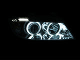 ANZO 2006-2008 BMW 3 Series E90-E91 Projector Headlights w/ Halo w/ LED Bar Chrome (CCFL) - 121336