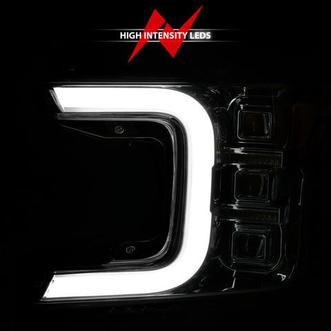 ANZO 18-20 Ford F-150 Full Led Projector Light Bar Style Headlights - Chrome Amber - 111521