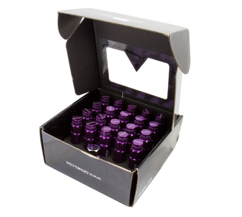 NRG 700 Series M12 X 1.5 Steel Lug Nut w/Dust Cap Cover Set 21 Pc w/Locks & Lock Socket - Purple - LN-LS700PP-21