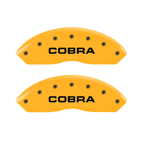 MGP 4 Caliper Covers Engraved Front & Rear Cobra Yellow Finish Black Char 2003 Ford Mustang - 10017SCOBYL