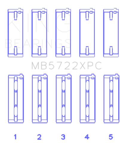 King Engine Bearings 2007+ Mitsubishi 4B11T EVO X Coated Performance Main Bearing Set - Size STD - MB5722XPC
