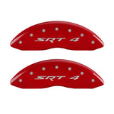 MGP Front set 2 Caliper Covers Engraved Front SRT4 Red finish silver ch - 12002FSR4RD