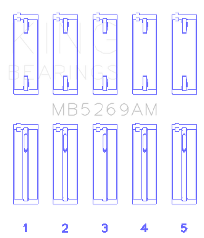 King Engine Bearings VW/Audi Aku/Aqm/Cr/Cy/Jk/Jr/Ky/Ra (Size +0.25mm) Main Bearing Set - MB5269AM0.25