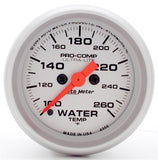 Autometer Ultra-Lite 52mm 100-260 degree F Full Sweep Electronic Water Temperature Gauge - 4355