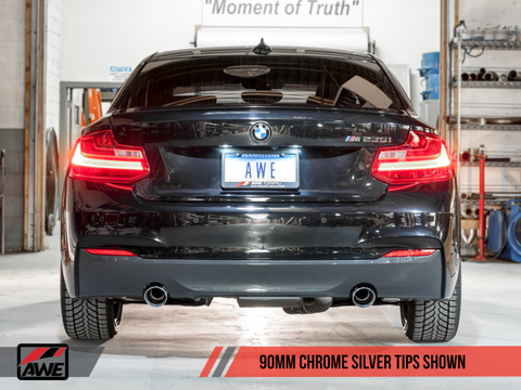 AWE Tuning BMW F22 M235i / M240i Touring Edition Axle-Back Exhaust - Chrome Silver Tips (90mm) - 3010-32028