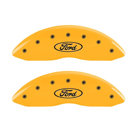 MGP 2 Caliper Covers Engraved Front Oval Logo/Ford Yellow Finish Blk Char 1998 Ford E-150 - 10234FFRDYL