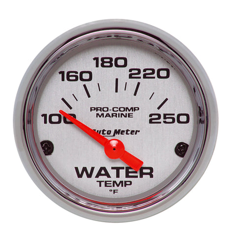 Autometer Marine Chrome Ultra-Lite 2-1/16in 100-250 Degrees Electric Water Temperature Gauge - 200762-35