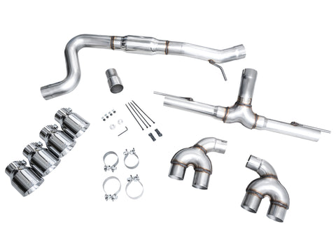 AWE Tuning MK8 Volkswagen Golf R 3in Track Edition Quad Exhaust - Chrome Silver Tips - 3020-42658