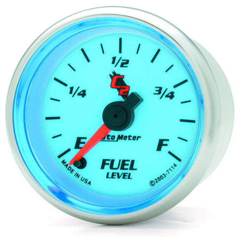 Autometer C2 52mm Electronic Programmable Empty to Full Fuel Level Gauge - 7114