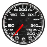 Autometer Spek-Pro Gauge Oil Temp 2 1/16in 300f Stepper Motor W/Peak & Warn Blk/Chrm - P32231