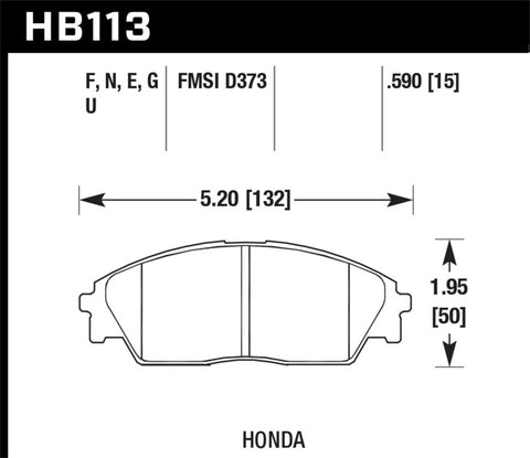 Hawk 88-91 Honda Civic 4WD / 90-91 CRX Si DTC 60 Front Brake Pads - HB113G.590