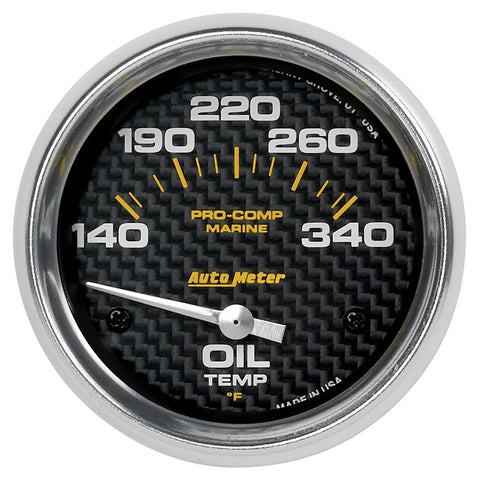Autometer Marine Carbon Fiber Electric Oil Temperature Gauge 2-5/8in 140-300 Deg F - 200765-40