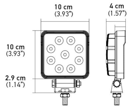 Hella ValueFit Work Light 4SQ 1.0 LED MV CR LT - 357103002