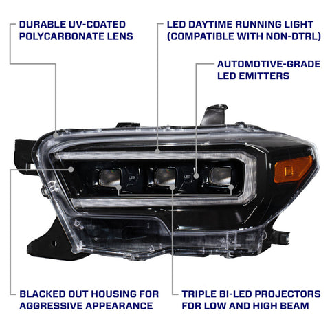 Form Lighting 2016-2023 Toyota Tacoma LED Projector Headlights with Selectable DRL (Pair) - FL0001