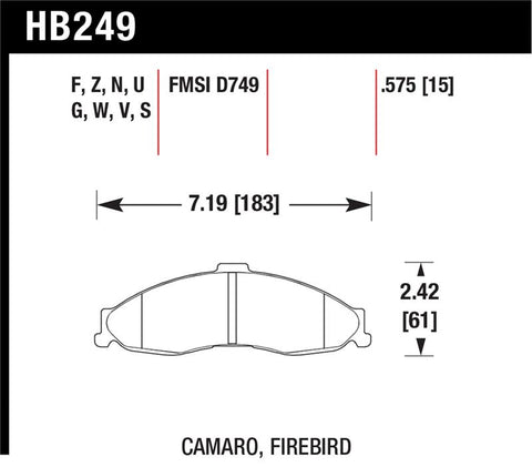 Hawk 98-02 Camaro/Firebird HP+ Street Front Brake Pads - HB249N.575