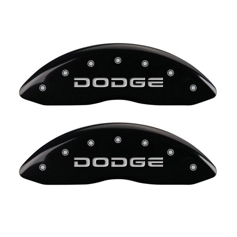 MGP 4 Caliper Covers Engraved Front & Rear Broken D/Dodge Black finish silver ch - 12043SDODBK
