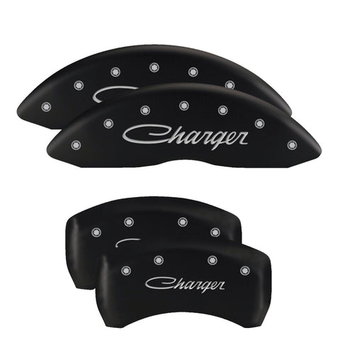 MGP 4 Caliper Covers Engraved Front & Rear MGP Black finish silver ch - 12181SMGPBK