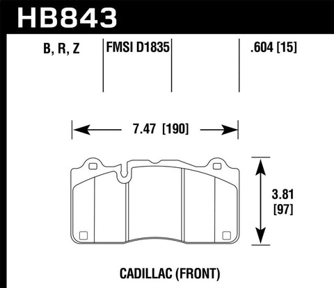 Hawk 2018 Chevrolet Camaro ZL1 HPS 5.0 Front Brake Pads - HB843B.604