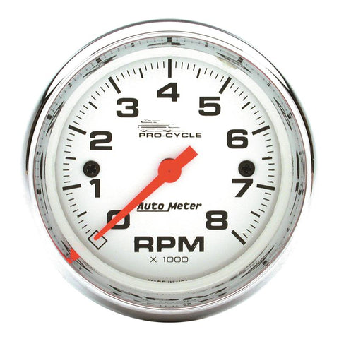 Autometer Pro-Cycle Gauge Tach 2 5/8in 8K Rpm 2&4 Cylinder White - 19305