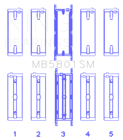 King Engine Bearings BMW N63/S63 Crankshaft Main Bearing Set - Size +0.25mm - MB5801SM0.25