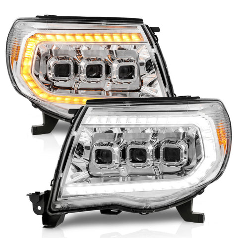 ANZO 05-11 Toyota Tacoma LED Projector Headlights w/Light Bar Swtchbk Seq. Chrome w/Initiation Light - 111582