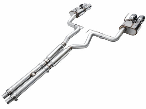 AWE 2024 Ford Mustang GT Fastback S650 RWD SwitchPath Cat-Back Exhaust w/ Quad Chrome Silver Tips - 3025-42650