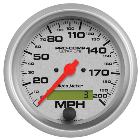 Autometer Ultra-Lite 85.7mm In-Dash Electronic Programmable 200 MPH Speedometer - 4486