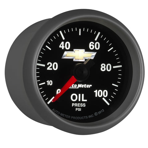 AutoMeter Gauge Oil Press 2-1/16in. 100PSI Digital Stepper Motor Chevy Gold Bowtie - 880447