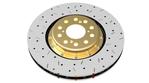 DBA 05-10 Ford Mustang GT / 11-13 V6 Front Drilled & Slotted 5000 Series 2 Piece Rotor w/ Black Hat - DBA52113BLKXS