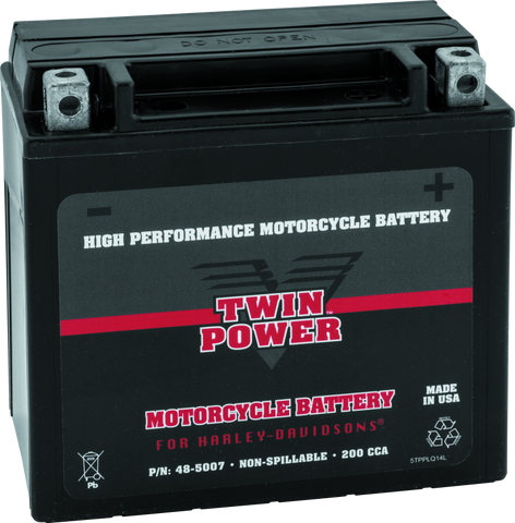 Twin Power YTX-14L High Performance Battery Replaces H-D 65958-04 Made in USA - 485007