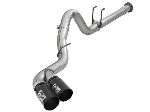 aFe Rebel XD 4in SS DPF-Back Exhaust 17-18 Ford Diesel Trucks V8-6.7L (td) w/ Dual Black Tips - 49-43102-B